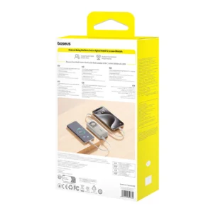 Baseus Free2Pull 10000mAh 30W powerbank with USB-C port and retractable USB-C cable - pilkos spalvos - Image 5