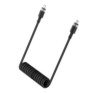 Acefast C14-03 USB-C - USB-C Spring kabelis 480Mb/s 3A 1.2m - Juodos spalvos - Image 4