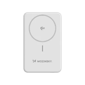 Powerbank Wozinsky WLWP-10KA0Y3WS 22.5W PD Qi2 10000 mAh, su stoveliu, 1x USB-A, 1x USB-C - baltos spalvos - Image 3