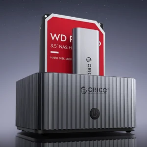 Orico IT28E-C 2-Disk Docking Station with M.2 NVME 2.5"/3.5 HDD/2.5" SSD Clone Function - pilkos spalvos - Image 3