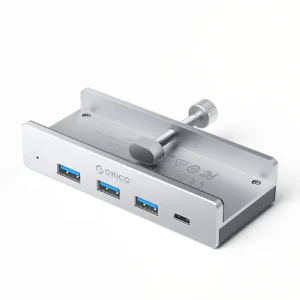 Orico MH4PC Hub Clamp-Mounted USB-C / 3x USB-A 3.0 + 1x USB-C 3.0 - sidabro spalvos - Image 1