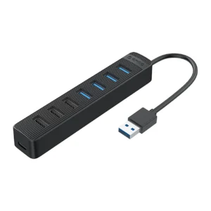 Orico TWU32-4A USB-A 3.0 hub / 4x USB-A 3.0 + 3x USB-A 2.0 + USB-C 5V/3A - juodos spalvos - Image 4