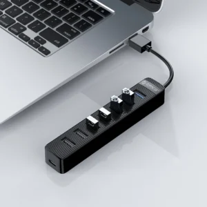 Orico TWU32-4A USB-A 3.0 hub / 4x USB-A 3.0 + 3x USB-A 2.0 + USB-C 5V/3A - juodos spalvos - Image 5