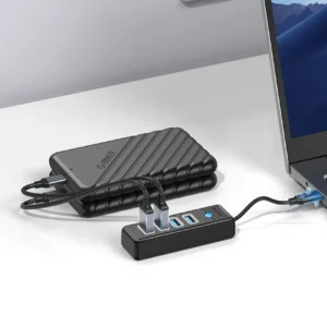 Orico PW4U-C3 USB-C / 4x USB-A 3.0 Hub - juodos spalvos - Image 4