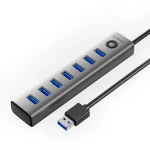Orico CL7U-U3 hub 7x USB-A 3.0 + USB-C 5V/3A 1m - pilkos spalvos - Image 1