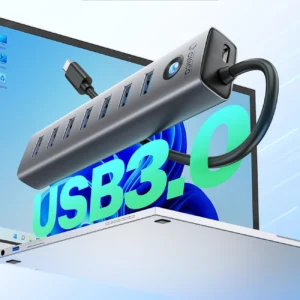 Orico CL7U-U3 hub 7x USB-A 3.0 + USB-C 5V/3A 1m - pilkos spalvos - Image 3