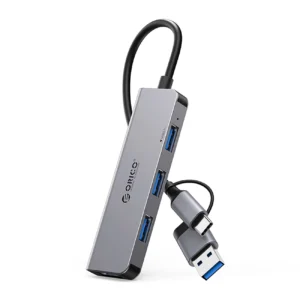 Orico YSA5-U3 USB-A/USB-C Hub Docking Station 3x USB-A 2.0 + 1x USB-A 3.0 - pilkos spalvos
