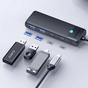 Hub USB-C Orico PAPW2AC-C3 docking station 2x USB-A 3.0 + 2x USB-C 3.0 - juodos spalvos - Image 3