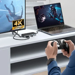 Orico OM28PR-G2 USB-C Docking Station with M.2 Drive Slot + 1 x USB-A 3.2 + 1x USB-C 3.2 + 2x USB-A 2.0 + 1x HDMI + 1x Ethernet - juodos spalvos - Image 4