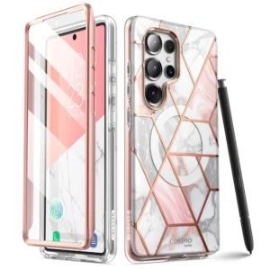Supcase Cosmo Mag Samsung Galaxy S25 Ultra - Marble dėklas telefonui rožinės spalvos