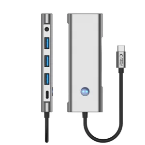 Tech-Protect HB04 HUB Adaperis 9in1 USB-C + USB2.0 + USB3.0 + HDMI 4K 60Hz + SD / TF + PD100W + AV3.5 - pilkos spalvos - Image 6