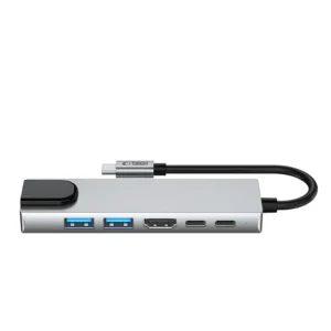 Tech-Protect HB02 HUB Adaperis 6in1 USB-C + USB2.0 + USB3.0 + HDMI 4K 30Hz + RJ45 + PD100W - pilkos palvos - Image 3
