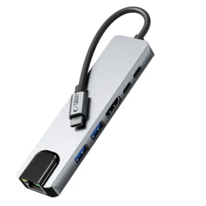 Tech-Protect HB02 HUB Adaperis 6in1 USB-C + USB2.0 + USB3.0 + HDMI 4K 30Hz + RJ45 + PD100W - pilkos palvos - Image 5