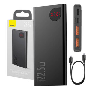 Powerbank Baseus Adaman Metal, 10000mAh, 2xUSB, USB-C, Lightning, MicroUSB  22.5W juodos spalvos