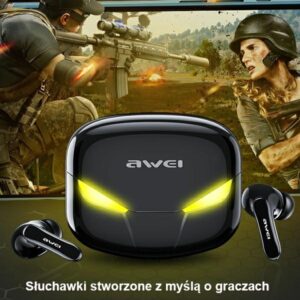 AWEI ausinės Bluetooth 5.0 T35 TWS+ žaidimams juodos spalvos - Image 3