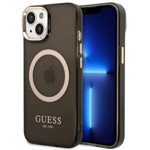 Guess GUHMP14SHTCMK Apple iPhone 14 / 15 / 136.1" dėklas telefonui juodos spalvos hard case Gold Outline Translucent MagSafe - Image 1