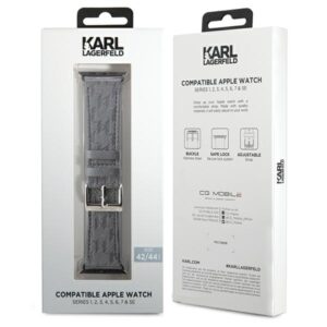 Karl Lagerfeld apyrankė KLAWLSAKLHPG Apple Watch 42/44/45/49mm sidabro spalvos strap Saffiano Monogram - Image 3