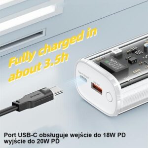 USAMS Powerbank 9000mAh PD 20WQC3.0+PD Dual-Port Fast Charge juodos spalvos 10KCD18901(US-CD189) - Image 8