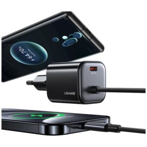 Laidinis įkroviklis USAMS JC Series CC261 20W GaN Mini Fast Charger 2xUSB-C baltos spalvos - Image 7