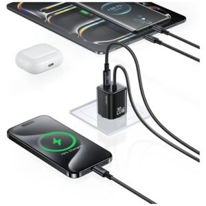 Laidinis įkroviklis USAMS JC Series CC261 20W GaN Mini Fast Charger 2xUSB-C baltos spalvos - Image 10