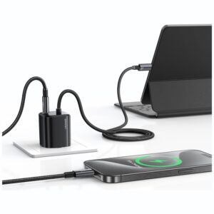 Laidinis įkroviklis USAMS JC Series CC264 30W GaN Mini Fast Charger 2xUSB-C juodos spalvos - Image 8