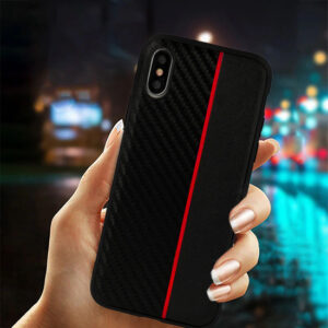 MOTO CARBON Samsung Galaxy A6 Plus 2018 dėklas telefonui juodos spalvos su raudona virvele - Image 5