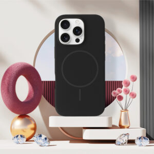 Magsafe Slim Silicone Apple iPhone 15 Pro dėklas telefonui juodos spalvos - Image 5