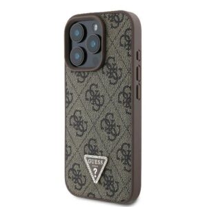 GUESS dėklas skirtas Apple iPhone 16 Pro GUHCP16LP4TDPW (PU Leather 4G Triangle Strass) rudos spalvos - Image 4