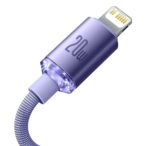 BASEUS kabelisl Type C į Lightning PD 20W Crystal Shine CAJY000205 1,2 m violetinės spalvos - Image 4