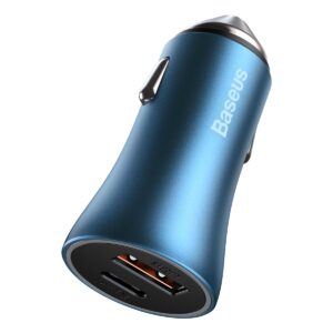BASEUS automobilnis įkroviklis USB A + Type C + cabel Type C į Lightning PD QC4.0 3A 40W TZCCJD-03 mėlynos spalvos - Image 5