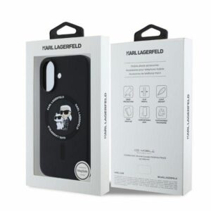 KARL LAGERFELD dėklas skirtas Apple iPhone 16 compatible with MagSafe KLHMP16SSCMKCRHK (Silicone KC Body Ring) juodos spalvos - Image 4