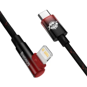 Baseus CAVP000220 kampinis Lightning - USB-C PD kabelis 20W 480Mb/s 1m - raudonos spalvos - Image 2