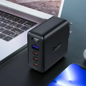 Acefast fast įkroviklis GaN 3xUSB-C/1xUSB-A 100W juodos spalvos + angled kabelis USB-C - USB-C 100W 2m juodos spalvos - Image 3