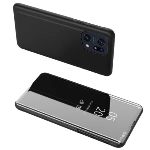 Clear View dėklas cover Oppo Find X5 Pro cover with a flap dėklas telefonui juodos spalvos