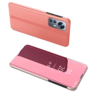 Clear View dėklas cover Xiaomi 12 Lite cover with a flap dėklas telefonui rožinės spalvos