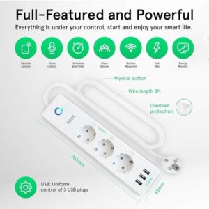 Buitinis ilgintuvas NOUS-A5, 3 vietos, 1.5 m, IP20, Wi-Fi - Image 3