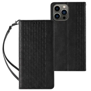 Magnet Strap  Samsung Galaxy S23+ Flip Wallet Mini Lanyard Stand juodos spalvos