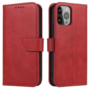 Magnet Samsung Galaxy S23 Ultra flip cover wallet stand raudonos spalvos