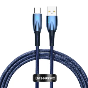 Baseus Glimmer Series fast charging kabelis USB-A - USB-C 100W 480Mbps 1m mėlynos spalvos