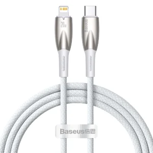 Baseus CADH000002 Lightning - USB-C PD kabelis 20W 480Mb/s 1m - baltos spalvos