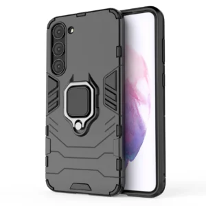 Ring Armor case Samsung Galaxy S23+ armored cover magnetic holder ring dėklas telefonui juodos spalvos