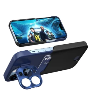 Leather Stand Samsung Galaxy S23 Ultra cover card wallet with stand mėlynos spalvos - Image 3