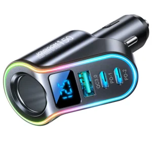 Joyroom fast automobilinis įkroviklis 4in1 USB-A QC3.0 / 2xUSB-C PD 150W juodos spalvos (JR-CL21) - Image 3