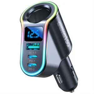 Joyroom fast automobilinis įkroviklis 4in1 USB-A QC3.0 / 2xUSB-C PD 150W juodos spalvos (JR-CL21) - Image 9