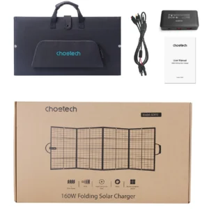 Choetech SC010 solar tourist įkroviklis, foldable, 160W - juodos spalvos - Image 8