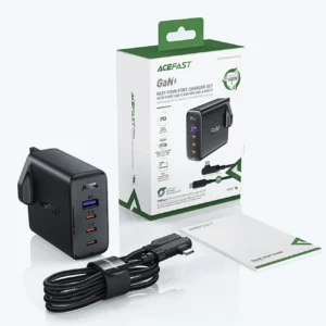 Fast įkroviklis GaN UK 100W Power Delivery 3x USB C 1x USB - juodos spalvos - Image 6