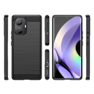 Carbon dėklas dėklas Realme 10 Pro+ flexible silikoninis carbon cover dėklas telefonui juodos spalvos - Image 3