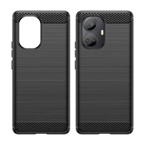 Carbon dėklas dėklas Realme 10 Pro+ flexible silikoninis carbon cover dėklas telefonui juodos spalvos