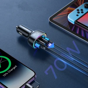 Joyroom 70W automobilinis įkroviklis su 4 ports: 2 x USB C, 2 x USB juodos spalvos (JR-CL29) - Image 6