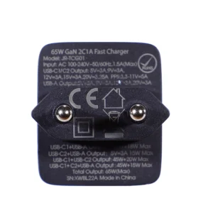 Joyroom fast GaN įkroviklis 65W USB-A, 2x USB-C juodos spalvos + USB-C - USB-C kabelis 100W 1.2m (TCG01) - Image 6